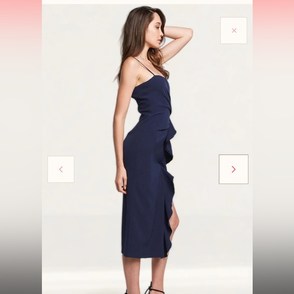 Bardot Rona midi dress in navy size large - Picture 5 of 12